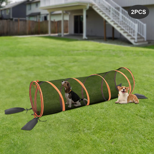2PCS Foldable Cat Play Tunnel Cat Play House Pet Mesh Channel for Cats and Small Dogs