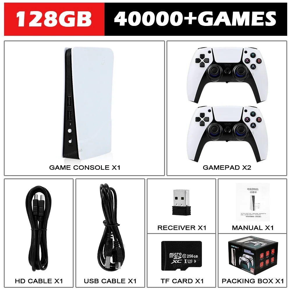 GB5 Video Game Console 256GB 128GB 64GB 50000 Retro Games HD TV Game Box Two Gamepads for PS1 PPSPP MAME Arcade Gaming Stick