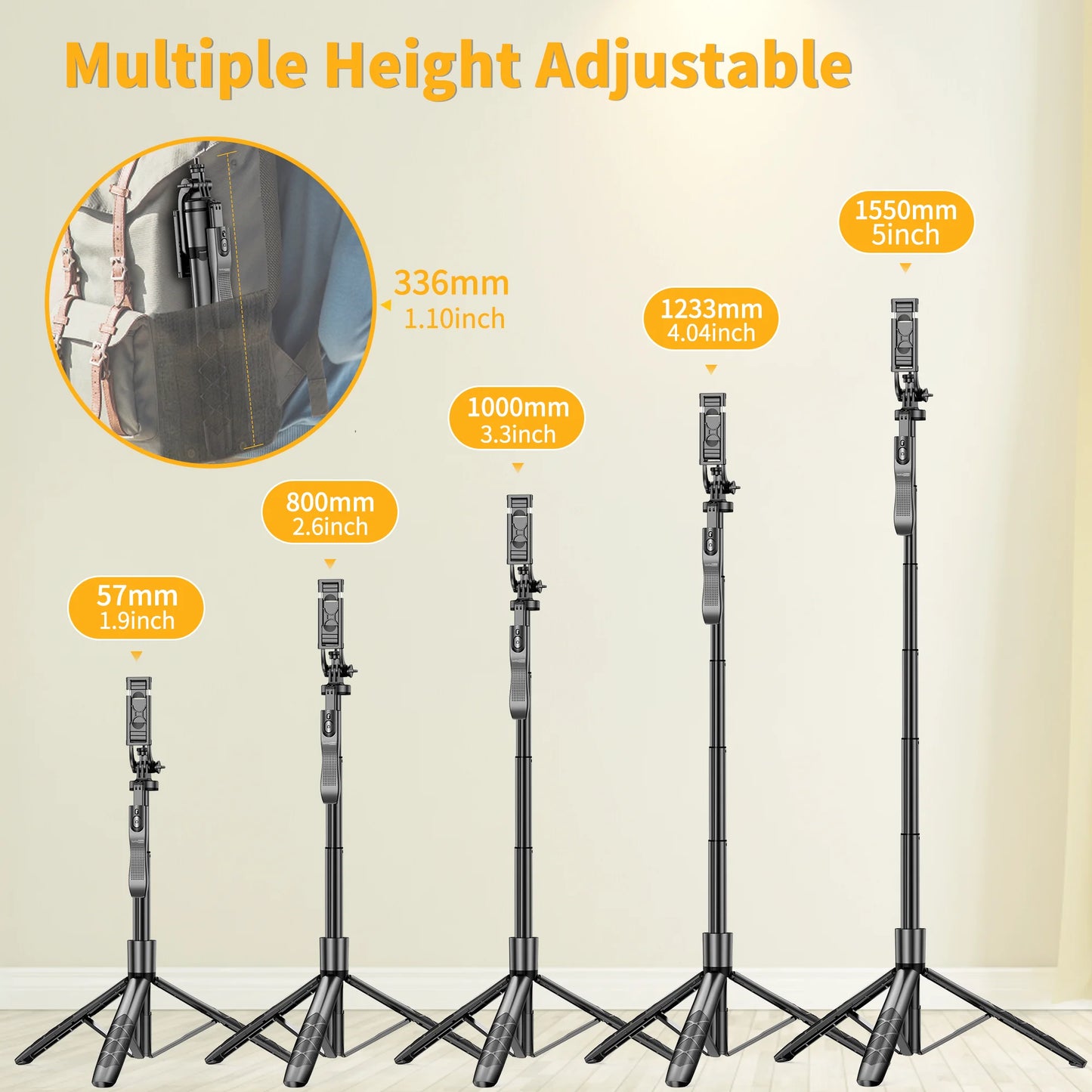 L16 1570mm Wireless Selfie Stick Tripod For GoPro Phones