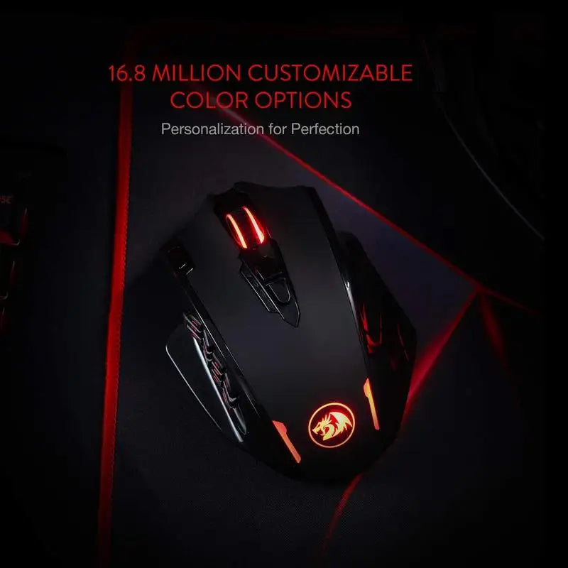 Redragon M913 Gaming Mouse 16000 DPI Wired 2.4GHz Wireless RGB Optical with 16 Programmable Buttons Black and White